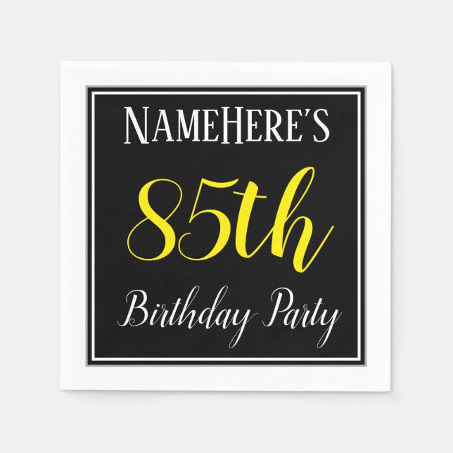 Serviettes Jetables Simple, fête de 85e anniversaire avec nom personna (Devant)