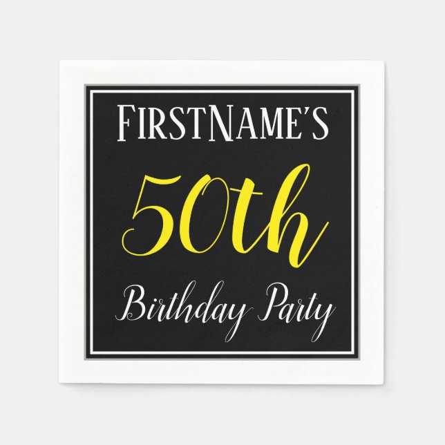 Serviettes Jetables Simple, fête du 50e anniversaire avec nom personna (Devant)