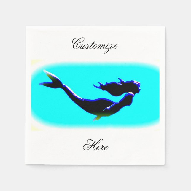 Serviettes Jetables sirène sous-marine noire (Devant)