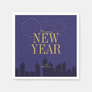 Serviettes Jetables Skyline moderne Joyeux Papier de nouvelle année se