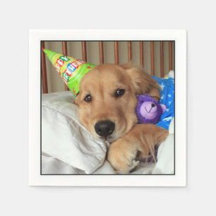 Serviettes Jetables Sleepy Golden Retriever in Pajamas Anniversaire