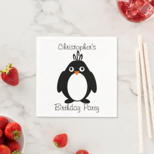 Serviettes Jetables Soirée d'anniversaire de Penguin personnalisée