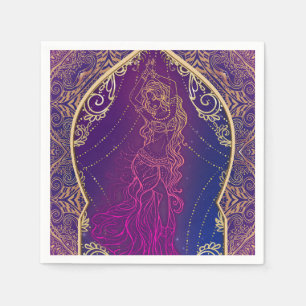 Serviettes Jetables Soirée de danse orientale marocaine Purple & Gold