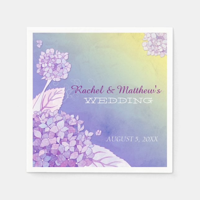 Serviettes Jetables Soirée jardin Hydrangeas Ombre Mariage (Devant)