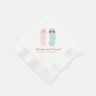 Serviettes Jetables Son et ses tongs Flip Flops Beach Wedding
