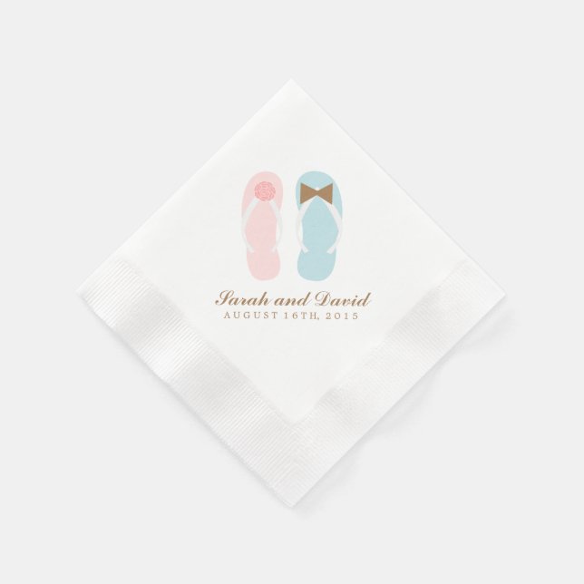Serviettes Jetables Son et ses tongs Flip Flops Beach Wedding (Coin)