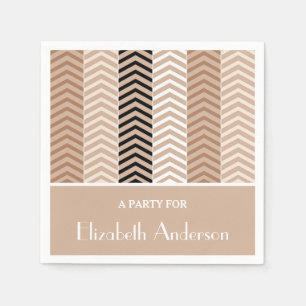 Serviettes Jetables Sophistiqué Brown Chevron Stripes Avec Nom