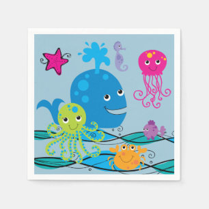 Serviettes Jetables Sous la serviette de papier d'anniversaire de mer