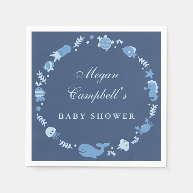 Serviettes Jetables Sous le Baby shower de mer serviettes (Devant)