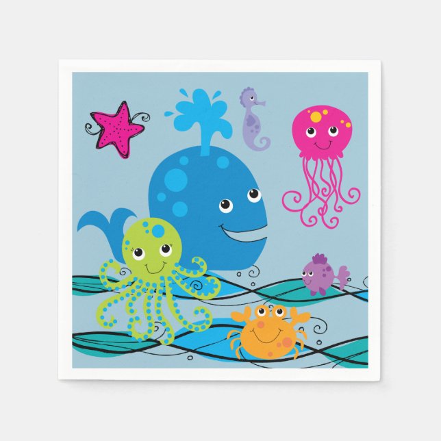 Serviettes Jetables Sous le papier d'anniversaire de la mer Napkin (Devant)