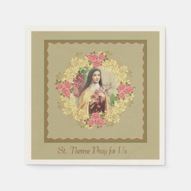 Serviettes Jetables St. Thérèse, la petite rose des fleurs (Devant)