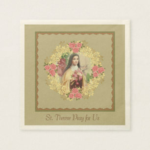 Serviettes Jetables St. Thérèse, la petite rose des fleurs