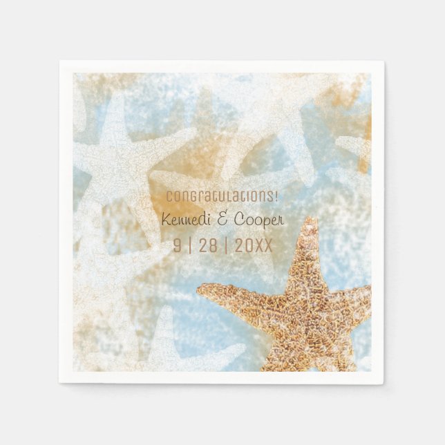 Serviettes Jetables Starfish Coastal Beach Theme Event Napkin (Devant)