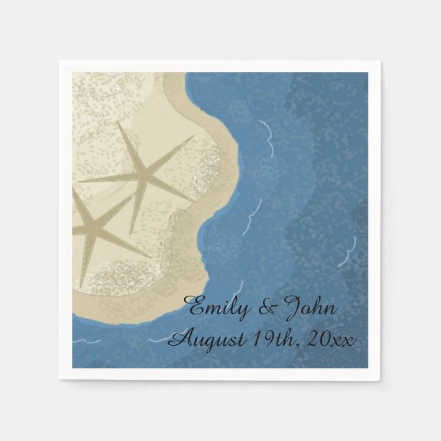 Serviettes Jetables Starfish et Ocean Mariage (Devant)