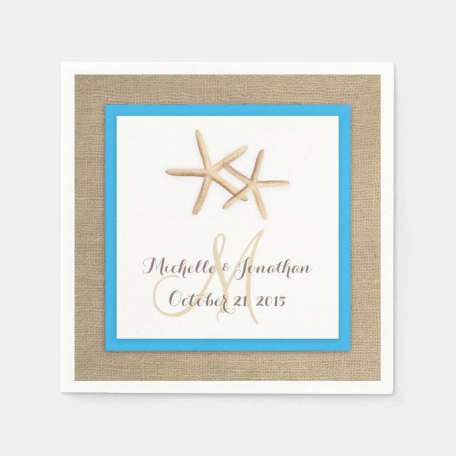 Serviettes Jetables Starfish Rustic Burlap Beach Wedding Napkin (Devant)