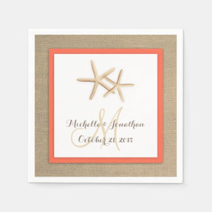 Serviettes Jetables Starfish Rustic Burlap Beach Wedding Napkin