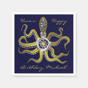 Serviettes Jetables Steampunk embraye le poulpe Kraken