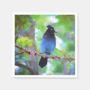 Serviettes Jetables Steller's Jay Painting - Art original pour oiseaux