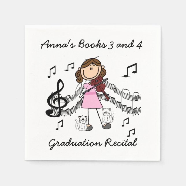 Serviettes Jetables Stick Figure Violon Player Papier serviettes (Devant)
