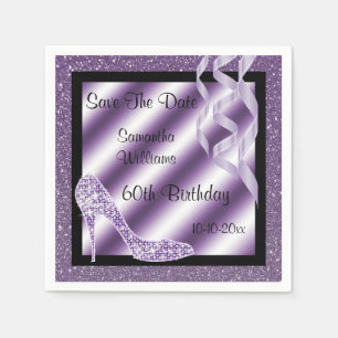 Serviettes Jetables Stylisme Lilac Stiletto & Streamers 60e anniversai