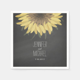 Serviettes Jetables Sunflower Chalkboard Russe Mariage