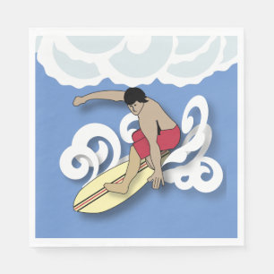 Serviettes Jetables Surfer dans un tonneau
