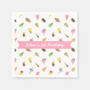 Serviettes Jetables Sweet Colorful crème glacée Motif fête d'anniversa