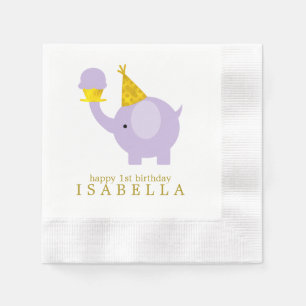Serviettes Jetables Sweet Lavender Elephant fête d'anniversaire