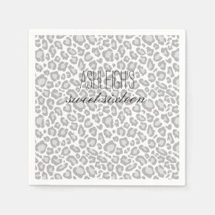 Serviettes Jetables Sweet sixteen Empreinte de léopard gris