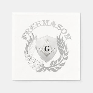 Serviettes Jetables Symbole de maçonnerie en argent