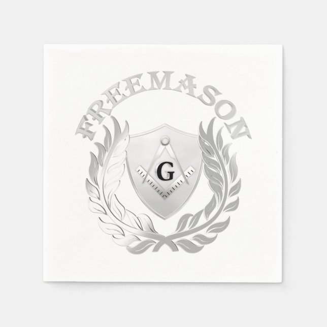 Serviettes Jetables Symbole de maçonnerie en argent (Devant)