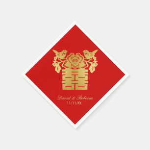 Serviettes Jetables Symbole du bonheur double des Inséparables chinois