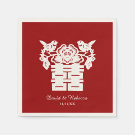 Serviettes Jetables Symbole du bonheur double des Inséparables chinois