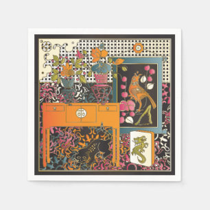 Serviettes Jetables Table orange Mah Jongg