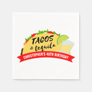 Serviettes Jetables Tacos et Tequila fête d'anniversaire