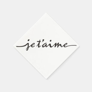 Serviettes Jetables t'aime de je - je t'aime en français - noir