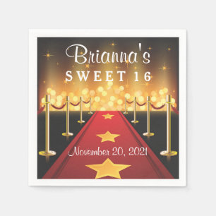 Serviettes Jetables Tapis rouge Hollywood Sweet 16 Napkin personnalisé