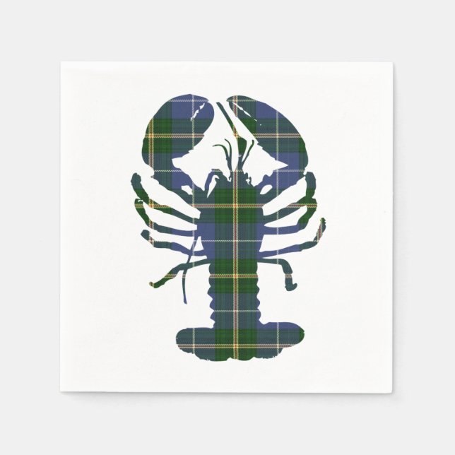 Serviettes Jetables Tartan de homard mignon Nautique serviettes en pap (Devant)