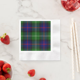 Serviettes Jetables tartan sutherland bleu vert carreaux
