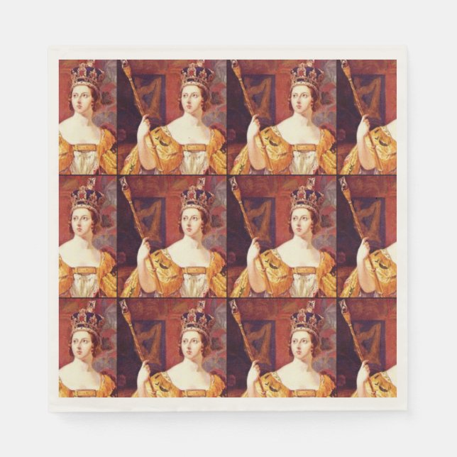 Serviettes Jetables Tea Party Queen Victoria Papier Napkins (Devant)