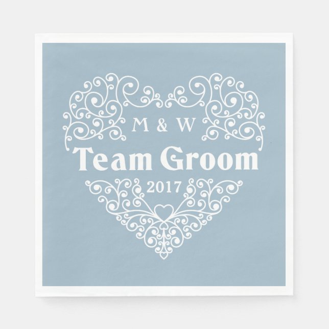 Serviettes Jetables Team Groom monogrammes personnalisés et serviettes (Devant)