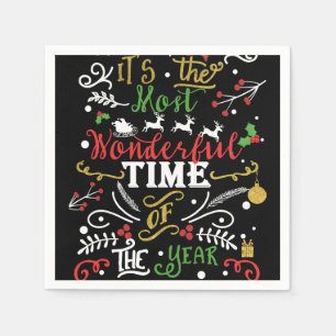 Serviettes Jetables Temps le plus merveilleux de l'année Noël