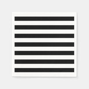 Serviettes Jetables Tendance à la mode en noir et blanc en bandes hor