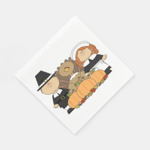 Serviettes Jetables Thanksgiving/White Standard Luncheon Napkin