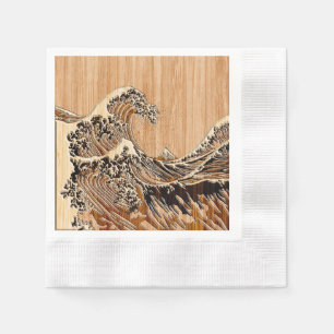 Serviettes Jetables The Great Hokusai Wave Bamboo