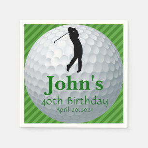 Serviettes Jetables Thème de golf Anniversaire de l'homme Napkin perso