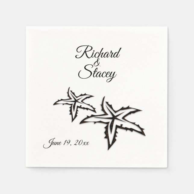 Serviettes Jetables Thème de mariage sur la plage Personnalisé (Devant)