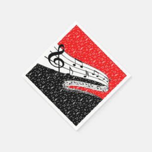 Serviettes Jetables Thème musical rouge et noir
