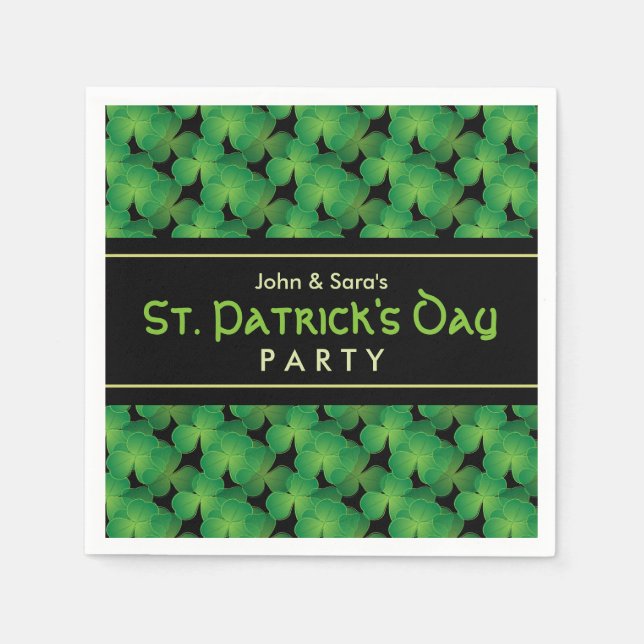 Serviettes Jetables Thème Trèfle Fête de la Saint-Patrick (Devant)