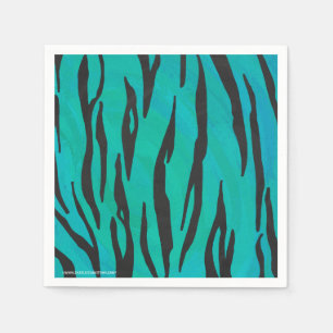 Serviettes Jetables Tiger noir et Turquoise